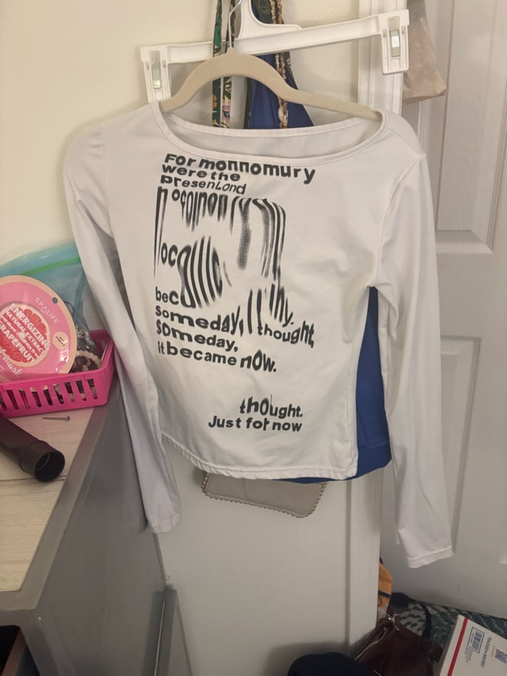 White Graphic Long Sleeve Top - Text Print